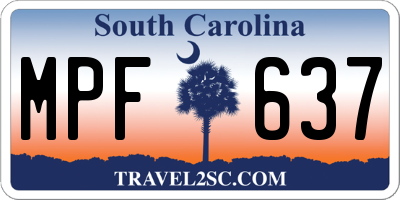 SC license plate MPF637