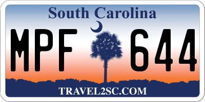 SC license plate MPF644