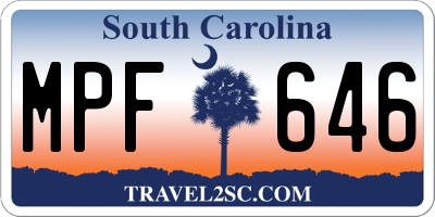 SC license plate MPF646