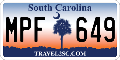 SC license plate MPF649