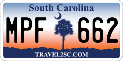SC license plate MPF662