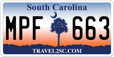 SC license plate MPF663