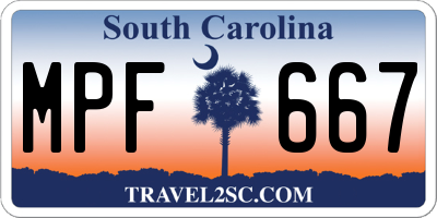 SC license plate MPF667