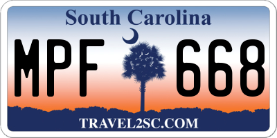 SC license plate MPF668