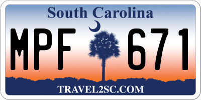 SC license plate MPF671
