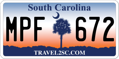 SC license plate MPF672