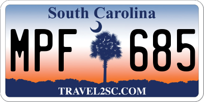 SC license plate MPF685