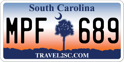 SC license plate MPF689