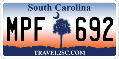 SC license plate MPF692