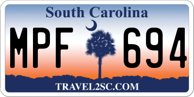 SC license plate MPF694