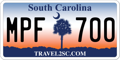 SC license plate MPF700
