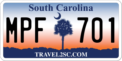 SC license plate MPF701
