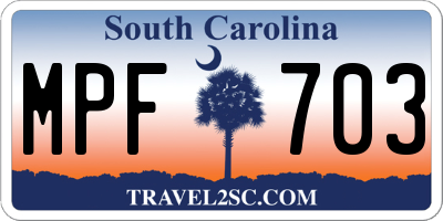 SC license plate MPF703