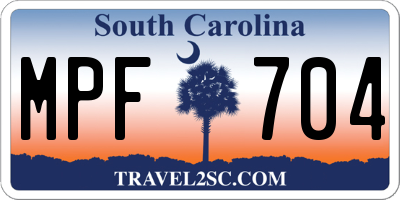 SC license plate MPF704