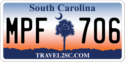SC license plate MPF706