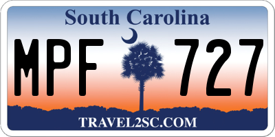 SC license plate MPF727
