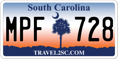 SC license plate MPF728