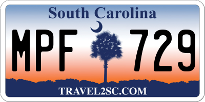 SC license plate MPF729