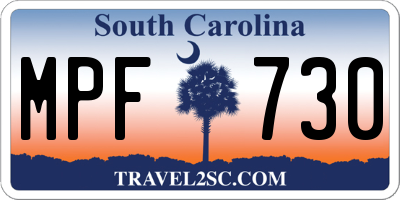 SC license plate MPF730