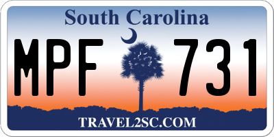SC license plate MPF731