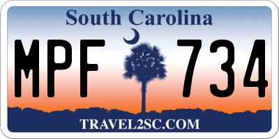 SC license plate MPF734
