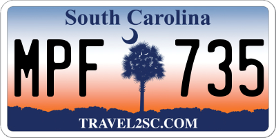 SC license plate MPF735