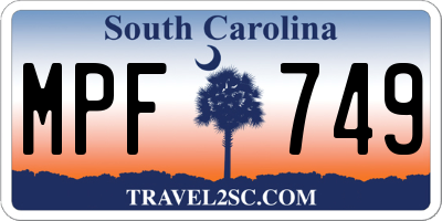 SC license plate MPF749