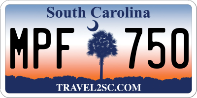 SC license plate MPF750