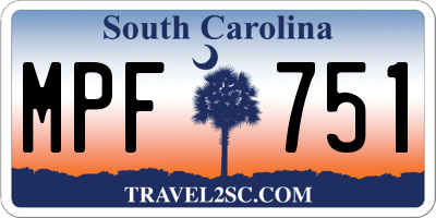 SC license plate MPF751