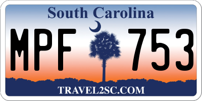 SC license plate MPF753
