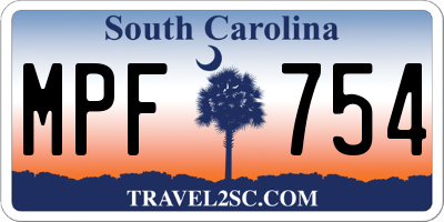 SC license plate MPF754