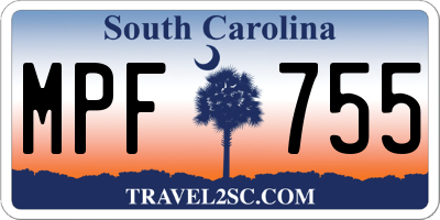 SC license plate MPF755