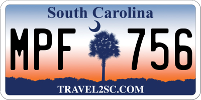 SC license plate MPF756