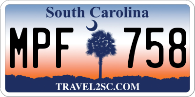 SC license plate MPF758