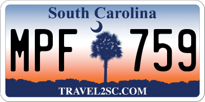 SC license plate MPF759