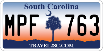 SC license plate MPF763