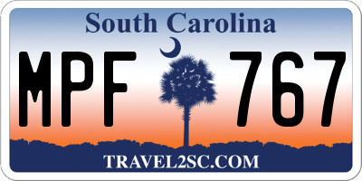 SC license plate MPF767