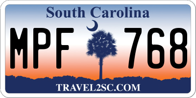 SC license plate MPF768