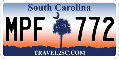 SC license plate MPF772