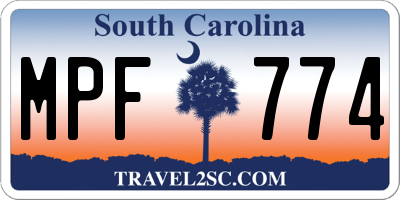 SC license plate MPF774
