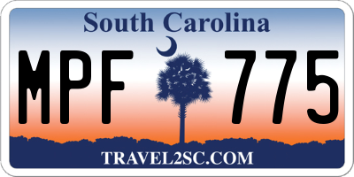 SC license plate MPF775