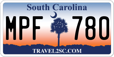 SC license plate MPF780