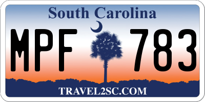SC license plate MPF783