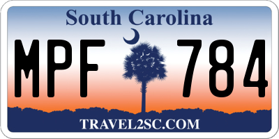 SC license plate MPF784