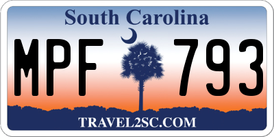 SC license plate MPF793