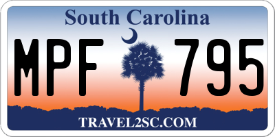 SC license plate MPF795