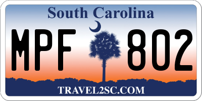 SC license plate MPF802