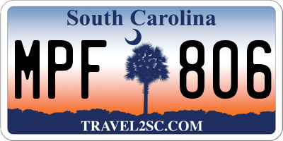SC license plate MPF806