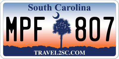 SC license plate MPF807