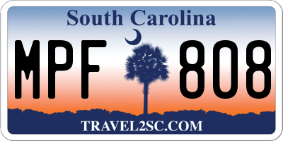 SC license plate MPF808